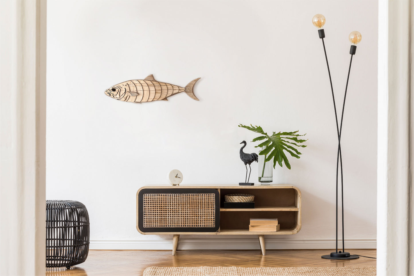 Kingfish wall art front view showing marine fish detail