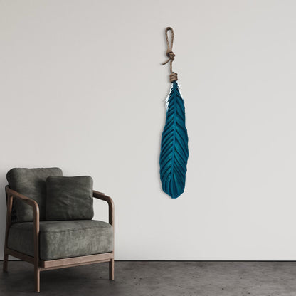 Tui feather wall art full length view 1300mm hanging display