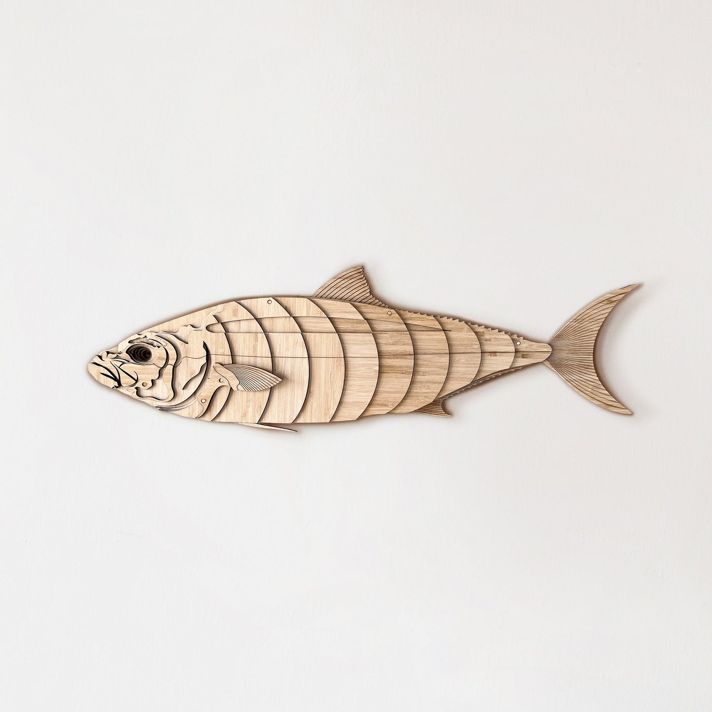 12-layer Kingfish wall art laser-cut from bamboo wood