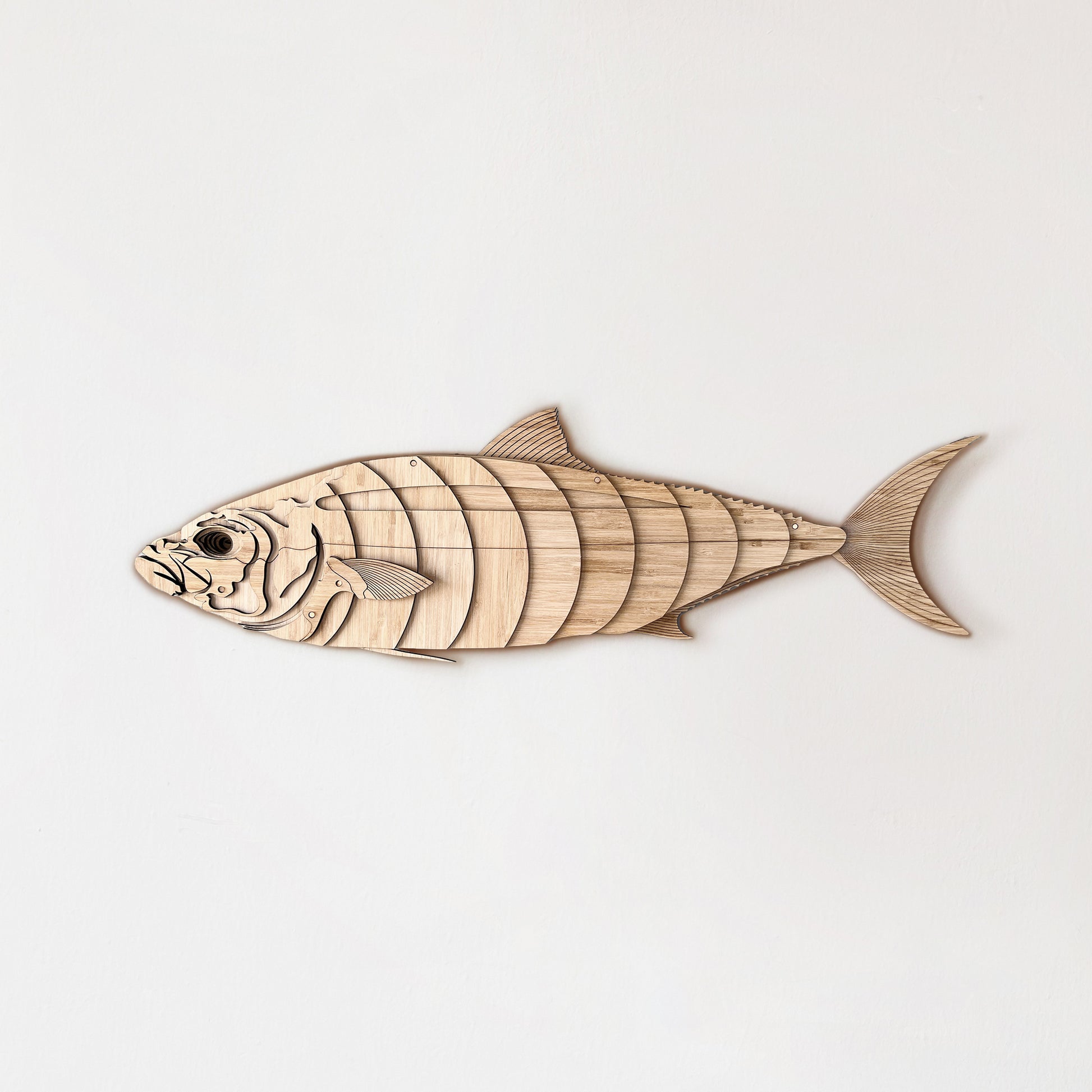 12-layer Kingfish wall art laser-cut from bamboo wood