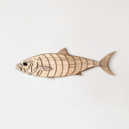 12-layer Kingfish wall art laser-cut from bamboo wood