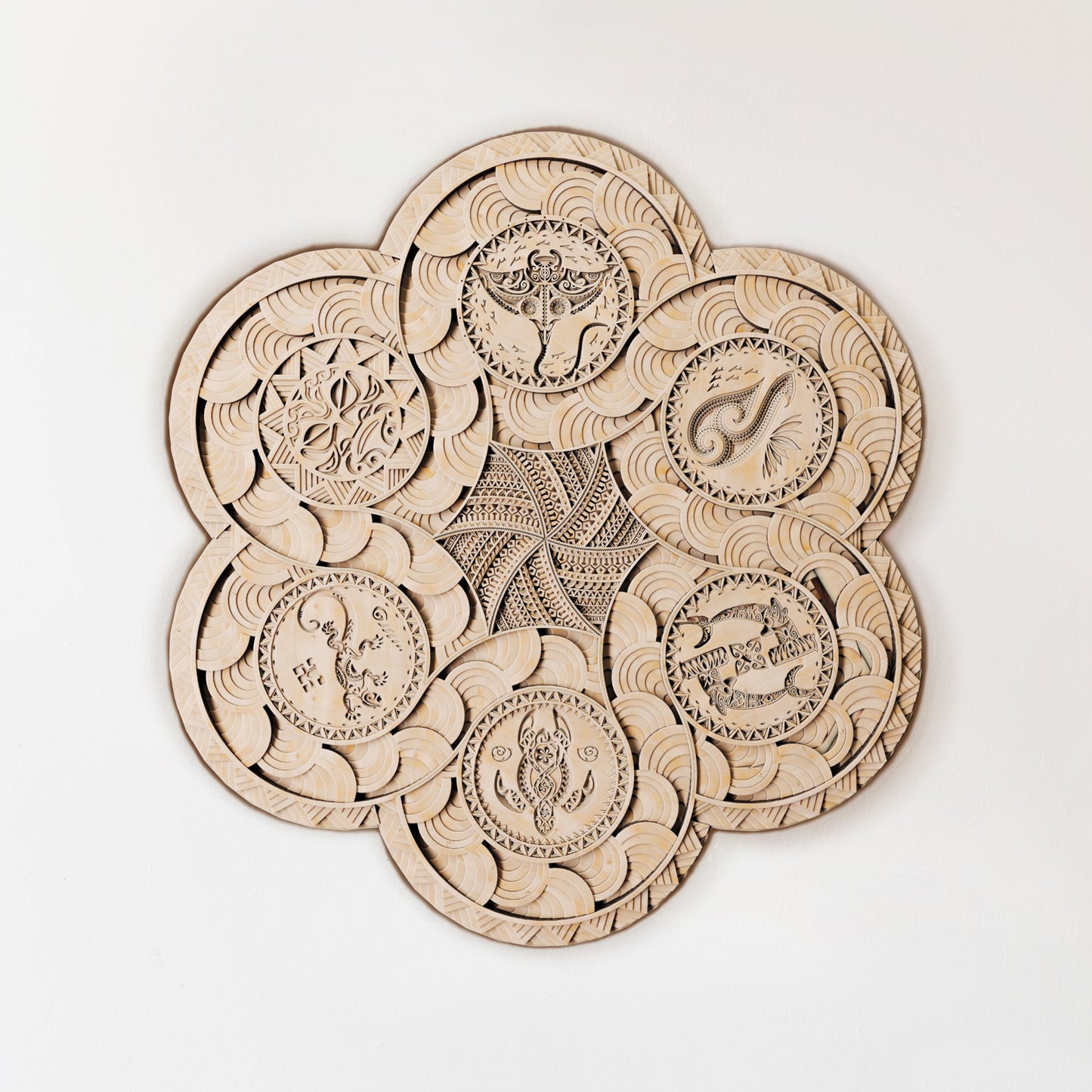 Large 1500mm Polynesian Mandala wall art with intricate laser-cut patterns