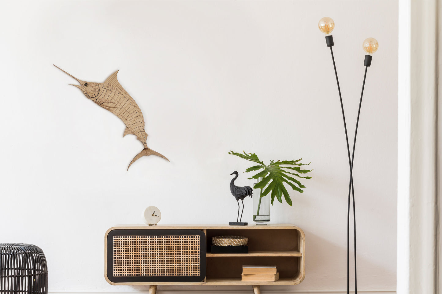 Marlin wall art front view showing sleek fish design