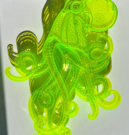 Neon green Octopus 3D art showing eye-catching vibrant color