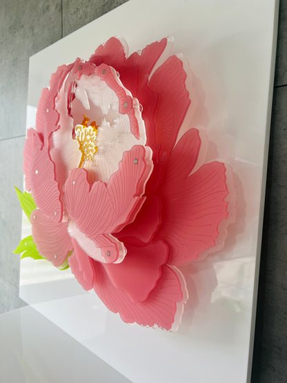 Pink Peony close-up showing satin acrylic petal detail