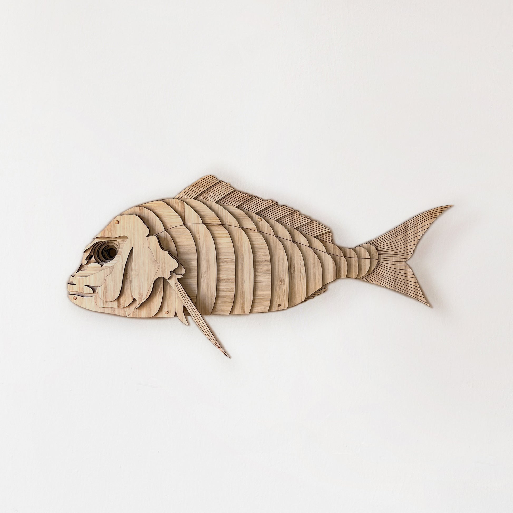 Laser-cut Snapper fish wall art with intricate bamboo detail