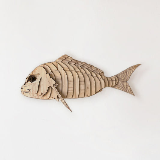 Laser-cut Snapper fish wall art with intricate bamboo detail