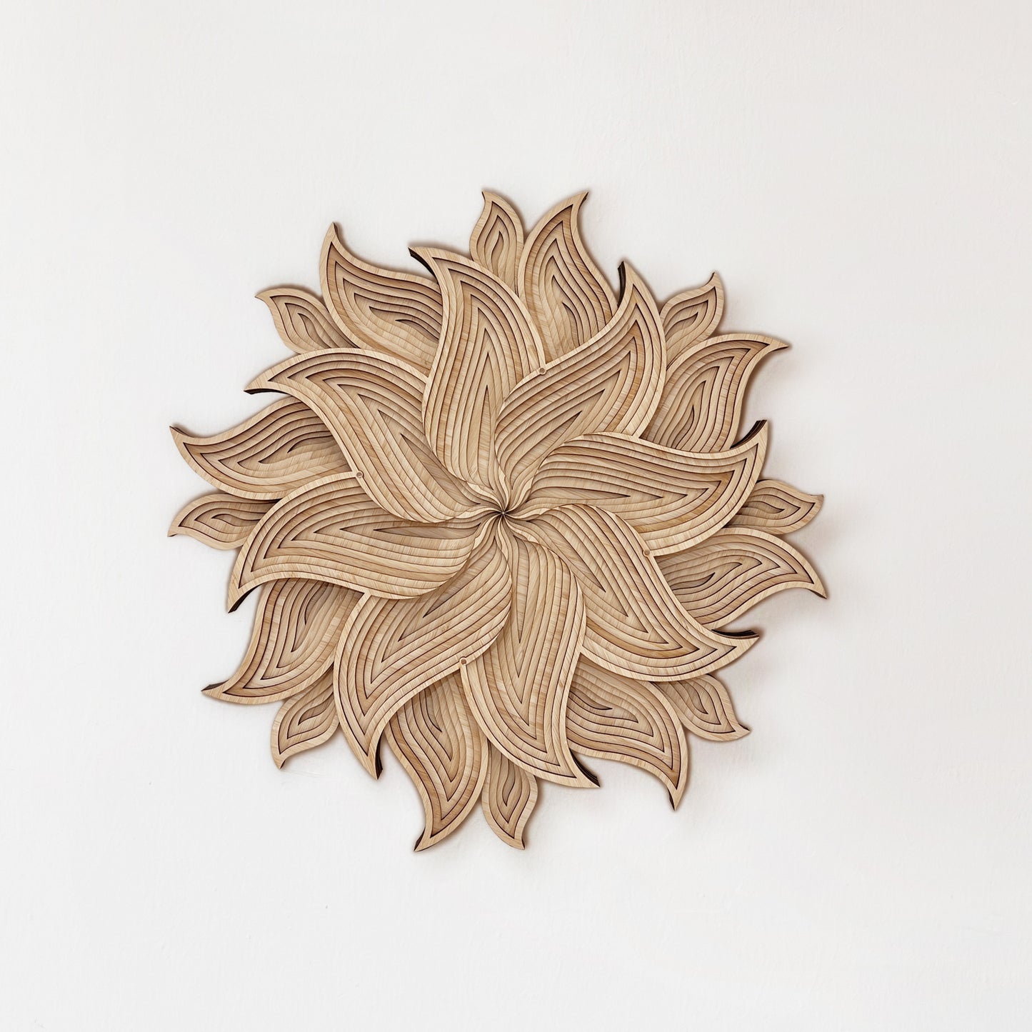 15-layer Sun Mandala wall art with intricate bamboo laser-cut design