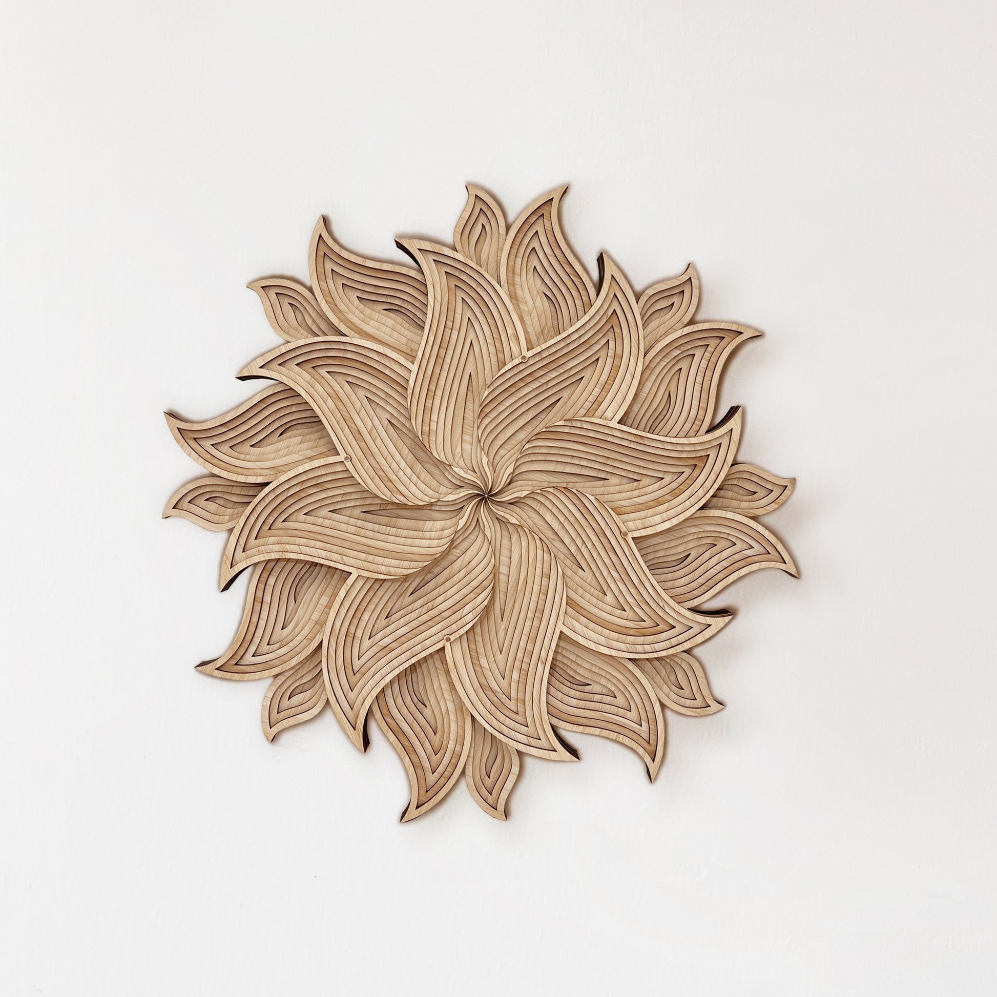 15-layer Sun Mandala wall art with intricate bamboo laser-cut design