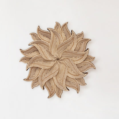 15-layer Sun Mandala wall art with intricate bamboo laser-cut design