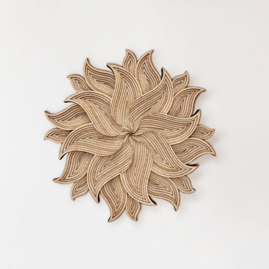 15-layer Sun Mandala wall art with intricate bamboo laser-cut design