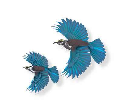 Tui Mini 3D wall art front view with 21 colorful bamboo layers