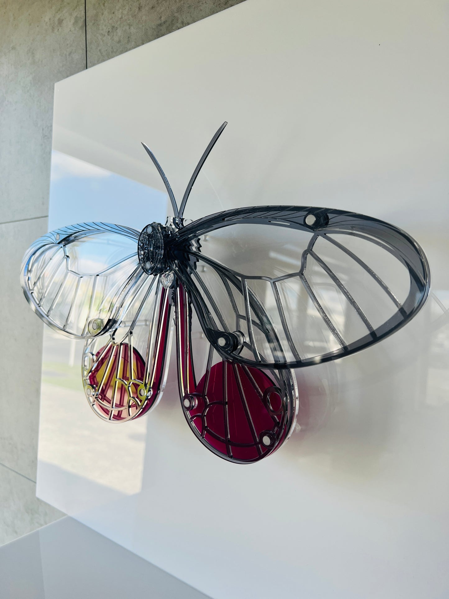 Glasswing Butterfly 3D art angle view displaying airy weightless design