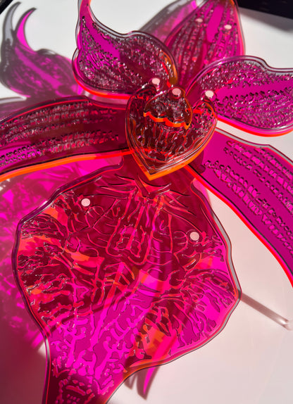 Black Orchid detail showing fuchsia tones and acrylic layers
