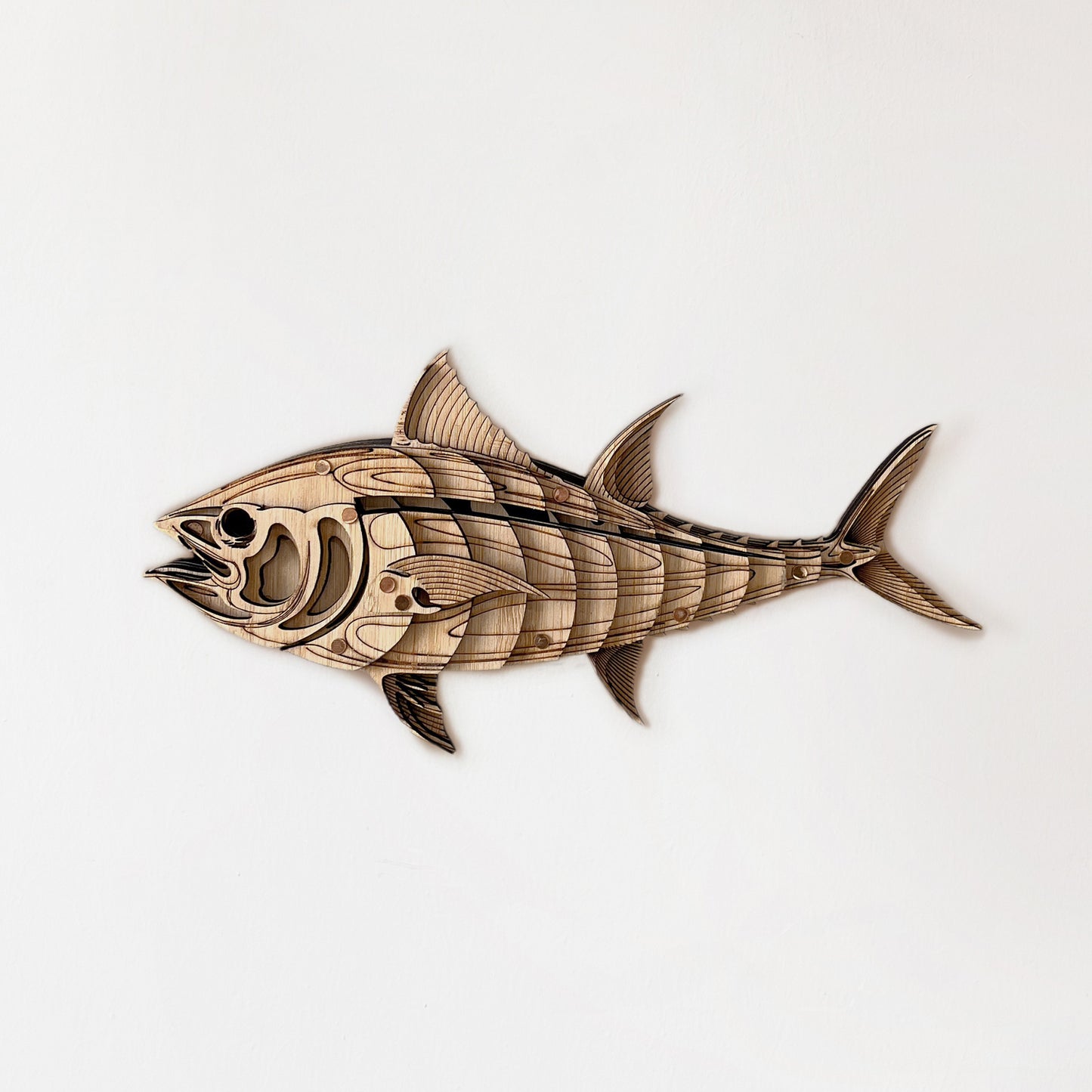 17-layer Yellowfin Tuna wall art with 3D bamboo construction