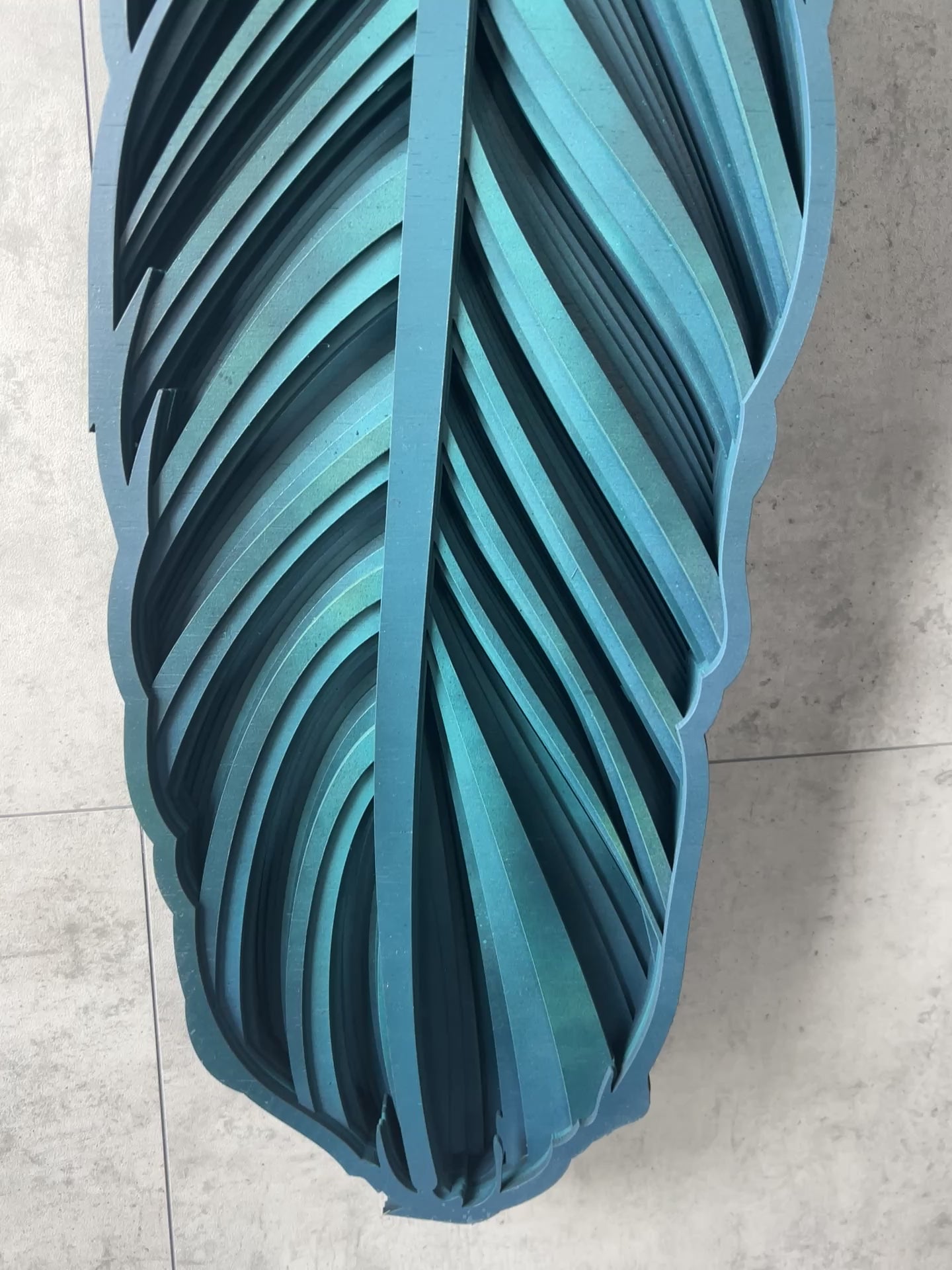 Tui feather wall art full length view 1300mm hanging display